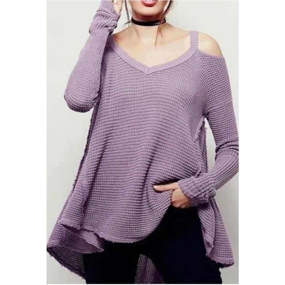 Free People Purple Off-the-Shoulder Sweater